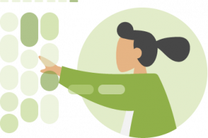 Ilustración de un software que conecta a las personas de un centro de cuidados