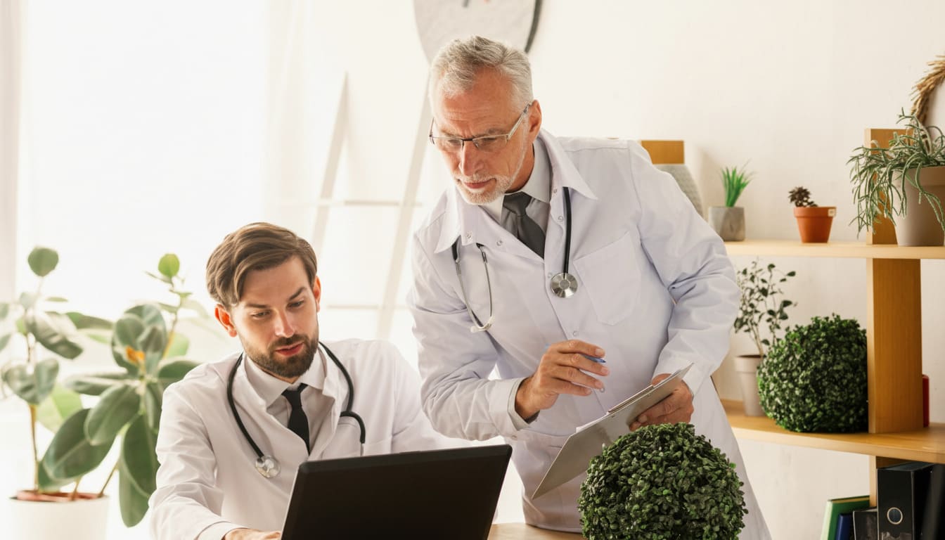 Trabajadores de residencia de ancianos revisando horarios de trabajo y cuadrantes.