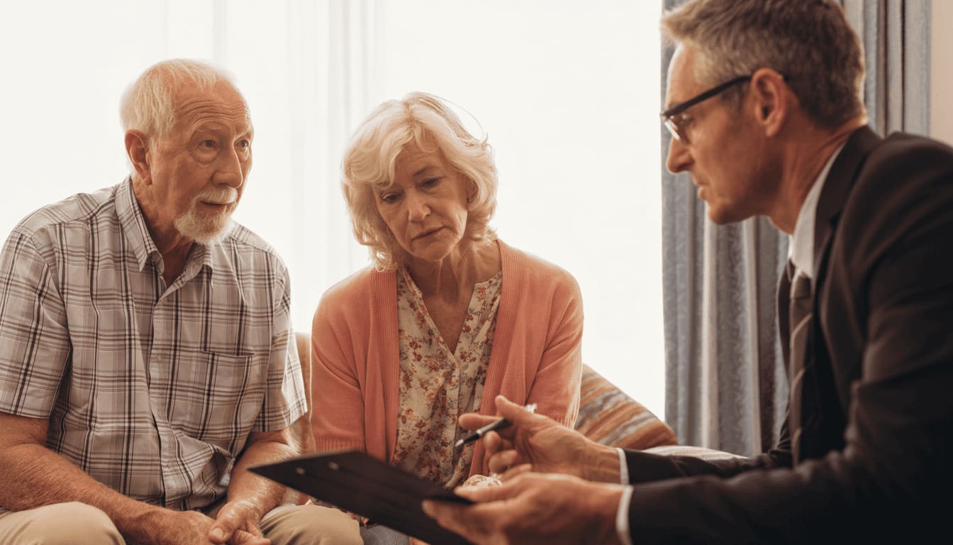 Un profesional explica el protocolo de acogida en residencias a 2 nuevos residentes.